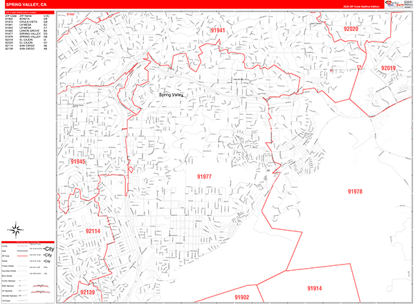 Spring Valley Wall Map